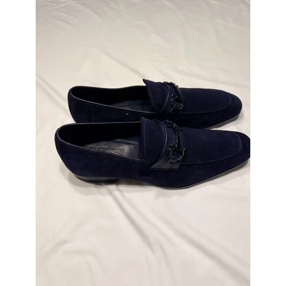 Mens Salvatore FERRAGAMO Celso Dark blue Leather (Suede) Horsebit Loafer SIZE 9D - Picture 3 of 6